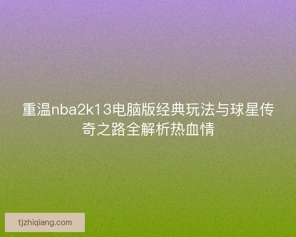 重温nba2k13电脑版经典玩法与球星传奇之路全解析热血情